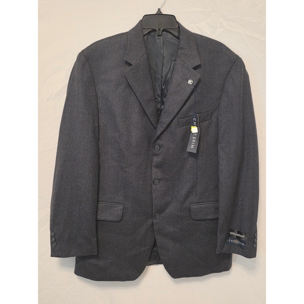 Chereskin 44R 100% Lambswool Blazer Charcoal Gray 3-Button Sport Coat Jacket Men